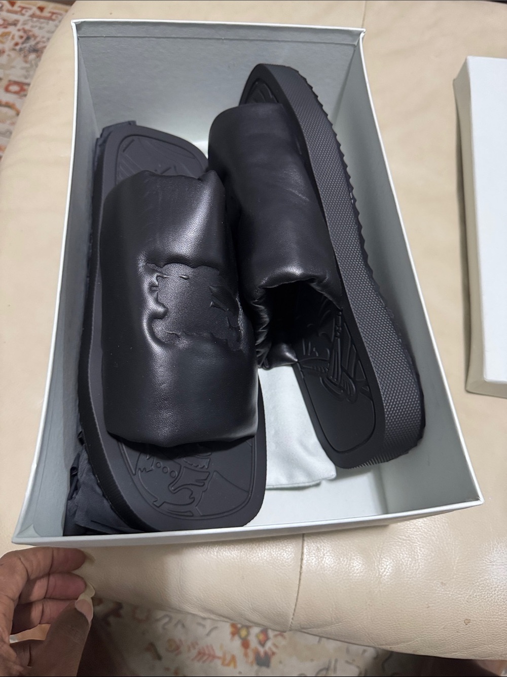 Burberry Black Padded Leather Slide Sandals